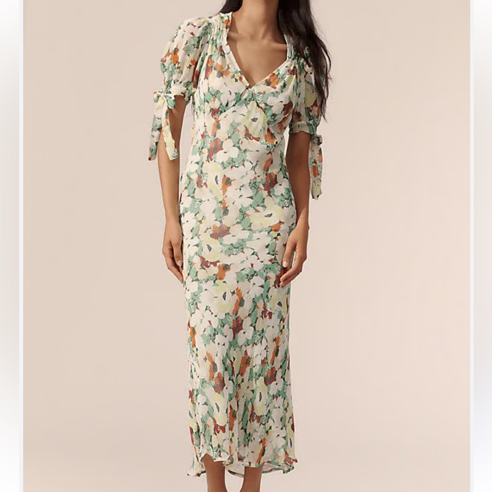 BNWT ANTHROPOLOGIE Short-Sleeve V-Neck Slip Midi Dress - Picture 8 of 11